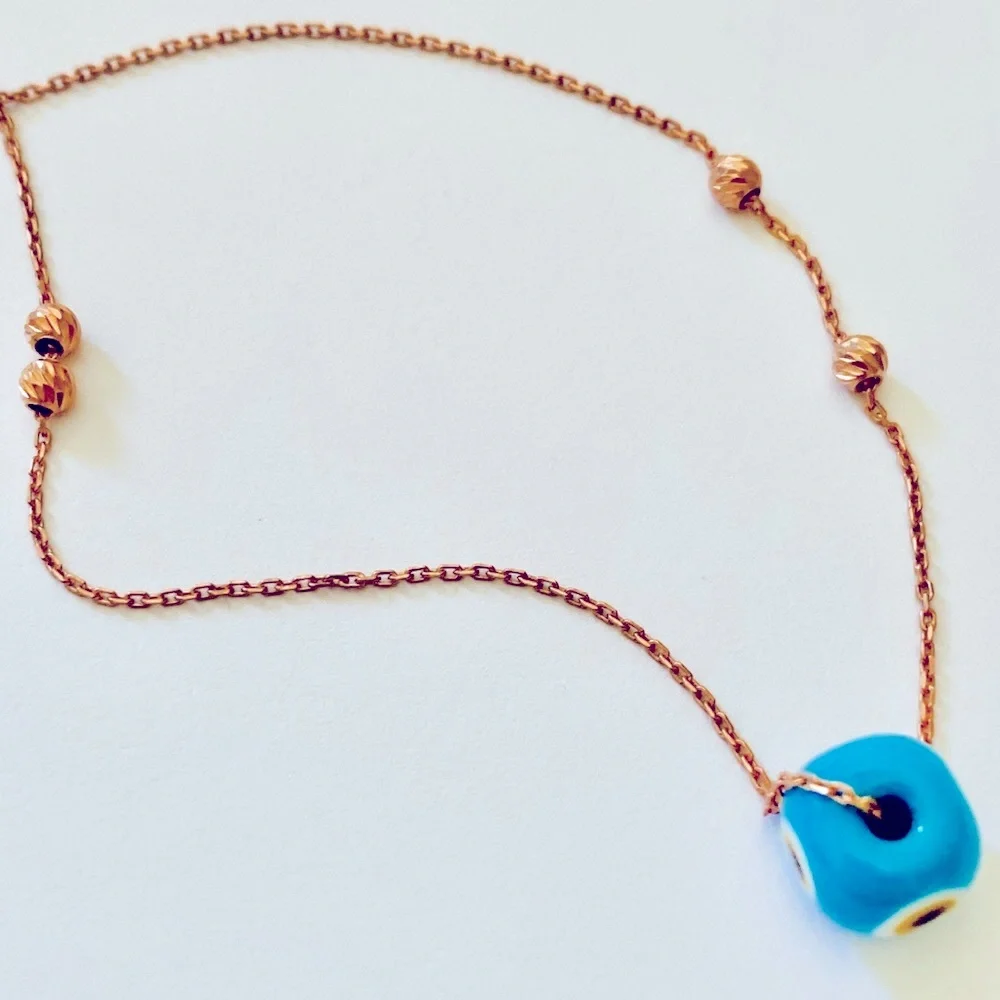 🧿925 Silver blue evil eye necklace 14k rose gold plated